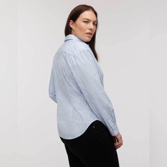 Madewell Darted Long-Sleeve Button-Up Shirt NP043 Sz 4 Powder Blue Striped NWT - Picture 4 of 7